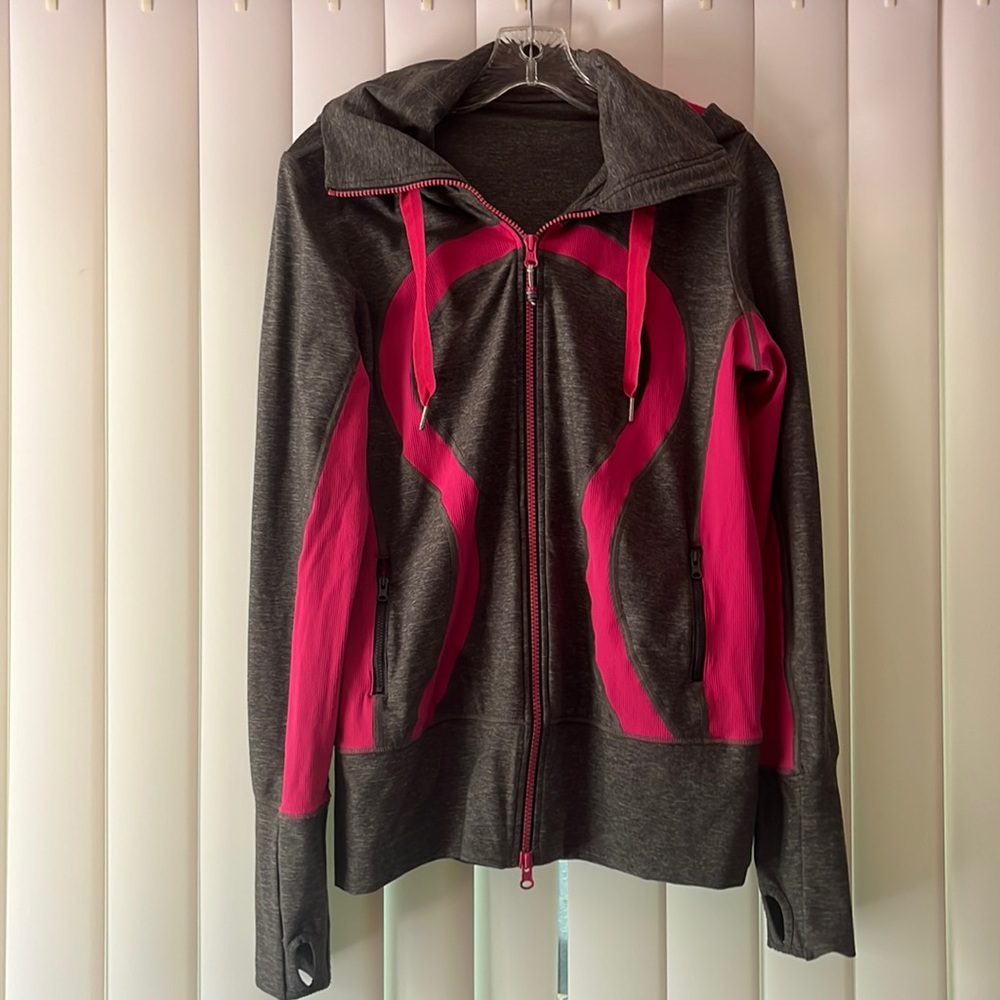 Lululemon Pink & Gray Zip Up Hoodie Stride Jacket 10
